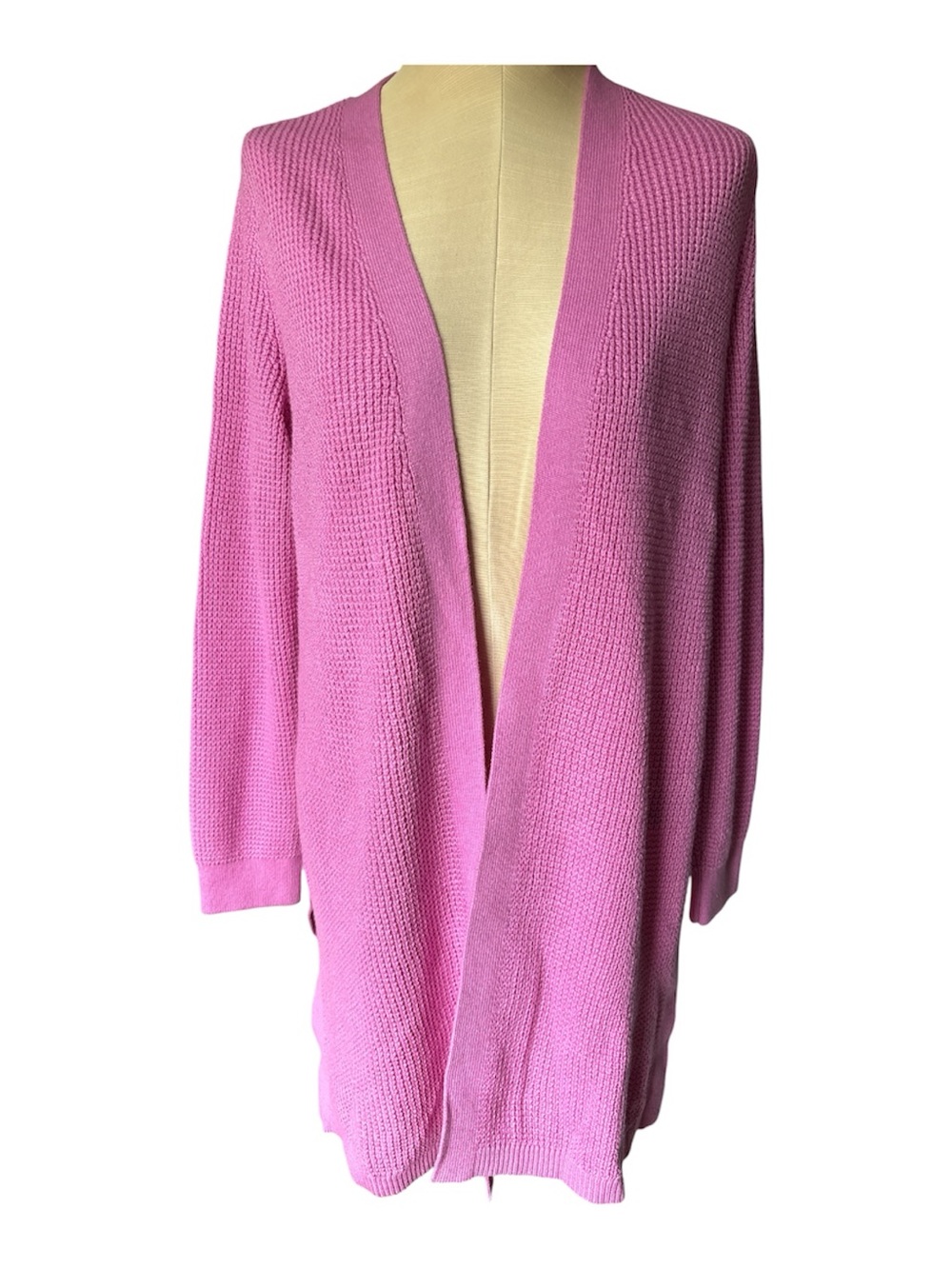 J. Jill Open-Front Bubblegum Pink Knit Cardigan